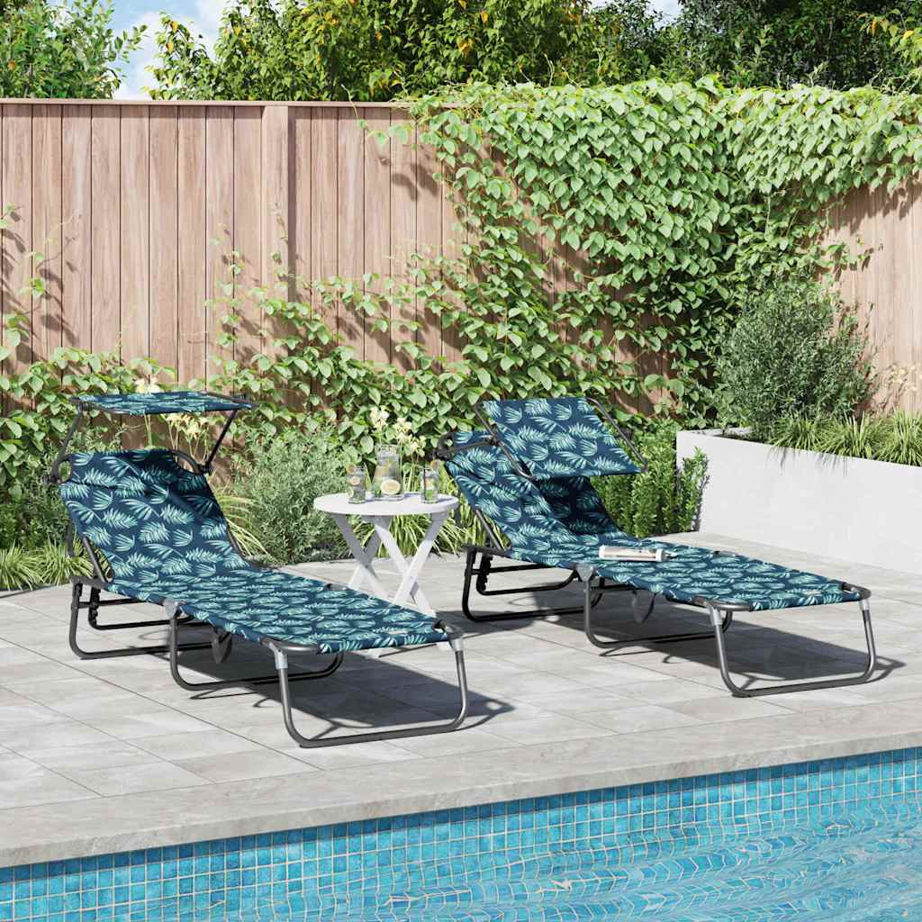 vidaXL Klappbare Sonnenliege 2 pcs Mehrfarbig 190 x 57 x 81 cm Oxford