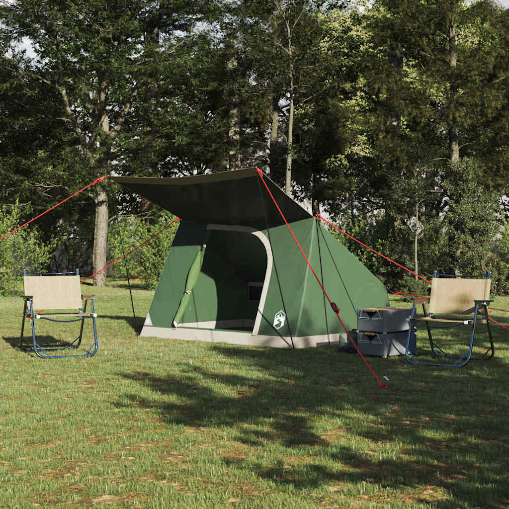 vidaXL Campingzelt mit Dach mit Speicher Grün 282 x 225 x 154 cm Taft