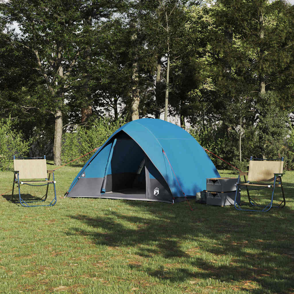 vidaXL Campingzelt mit Dach mit Speicher Blau 320 x 275 x 190 cm Taft