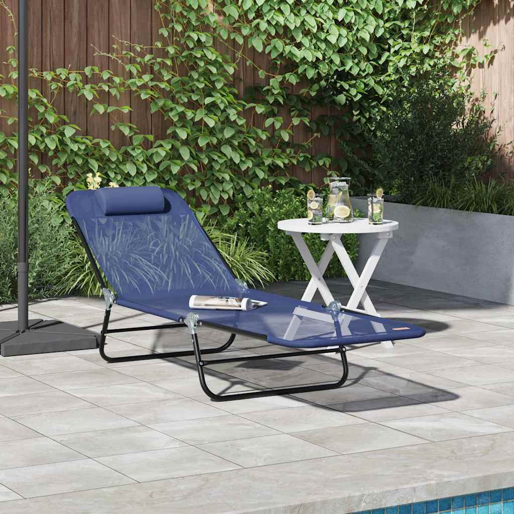 vidaXL Klappbare Sonnenliege Marineblau 182 x 55 x 85,5 cm Textilene