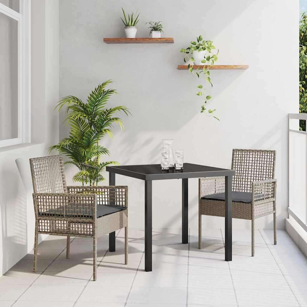 vidaXL Gartenstuhl mit Kissen 2 pcs Grau 55 x 53 x 85 cm Poly-Rattan