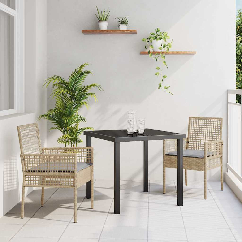 vidaXL Gartenstuhl mit Kissen 2 pcs Beige 55 x 53 x 85 cm Poly-Rattan