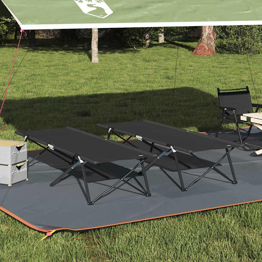 vidaXL Klapp Schlafbett fürs Camping 2 pcs Schwarz 206 x 76 x 74 cm