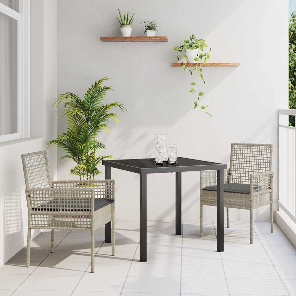 vidaXL Gartenstuhl 2 pcs Hellgrau 55 x 53 x 85 cm Poly-Rattan