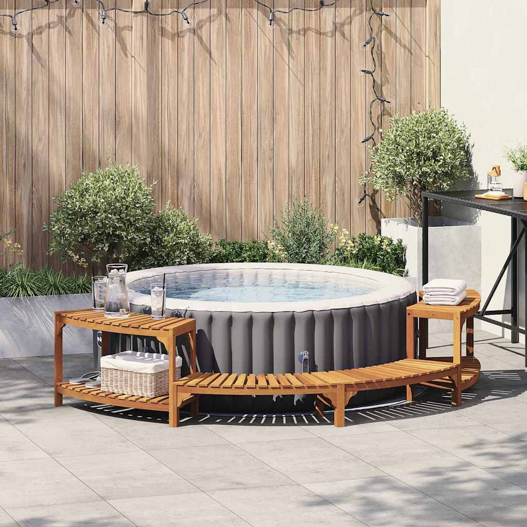 vidaXL Whirlpool Umgebung Halb-Rund Braun 272 x 120 x 55,5 cm