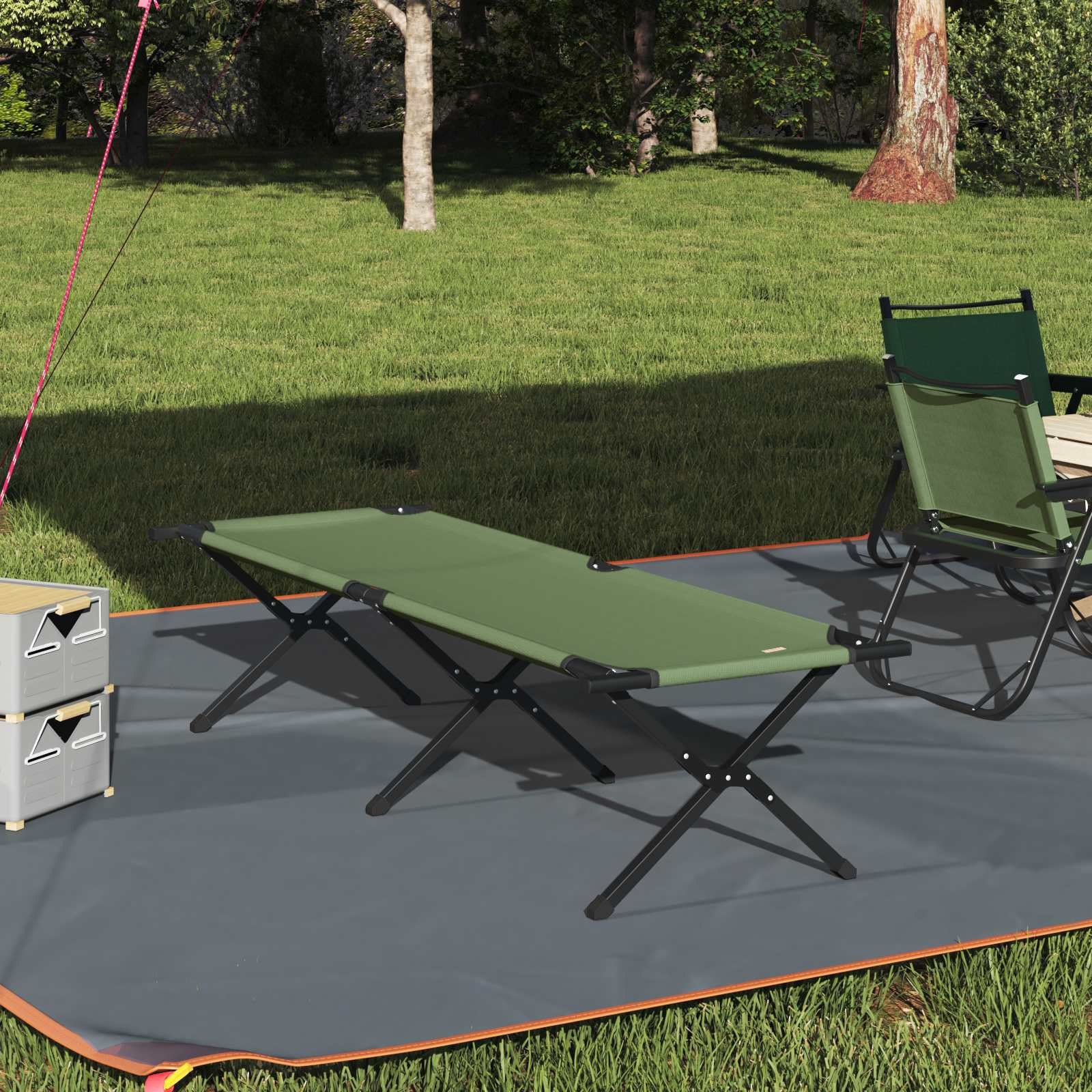 vidaXL Klapp Schlafbett fürs Camping Grün 193 x 69 x 45 cm