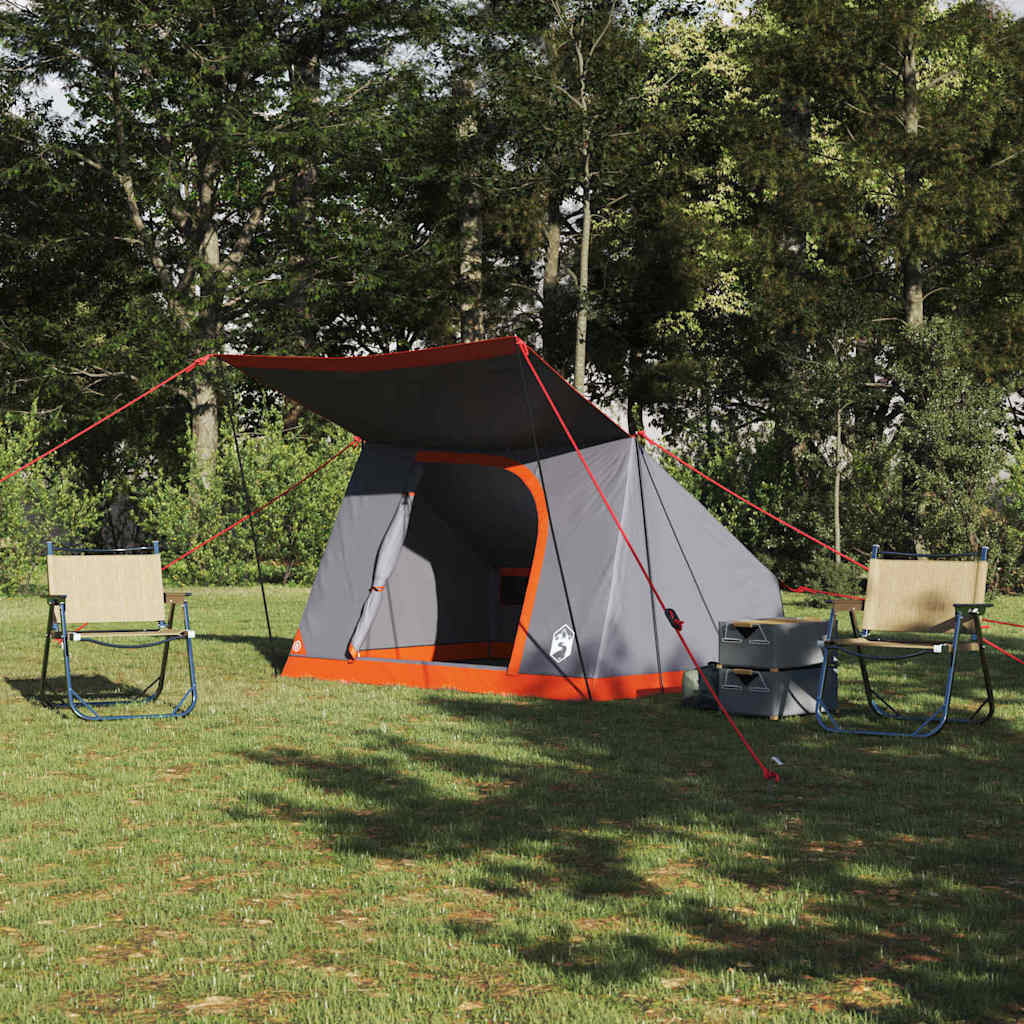 vidaXL Campingzelt mit Dach Grau und Orange 223 x 163 x 130 cm Taft