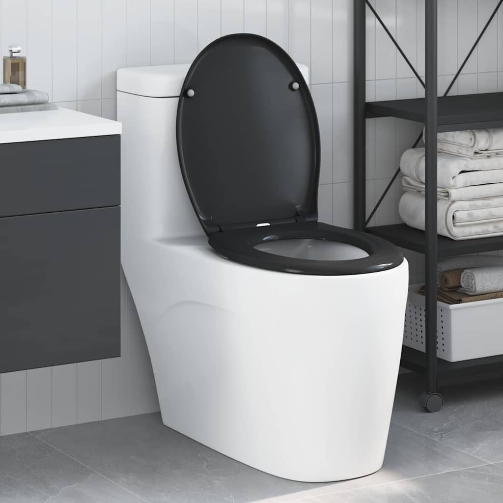 vidaXL Toilettensitz Schwarz 47 x 37 x 4 cm Duroplast