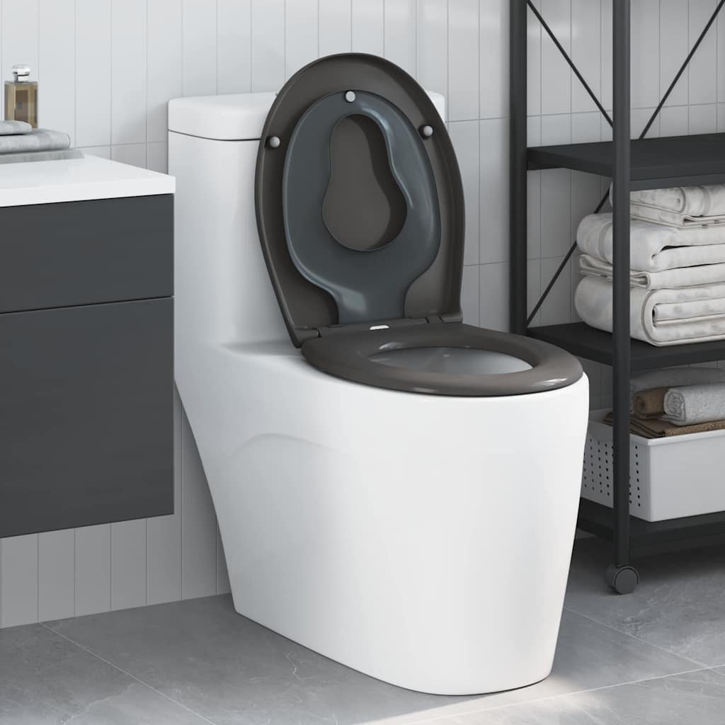 vidaXL Toilettensitz Anthrazit 47 x 37 x 4 cm Duroplast