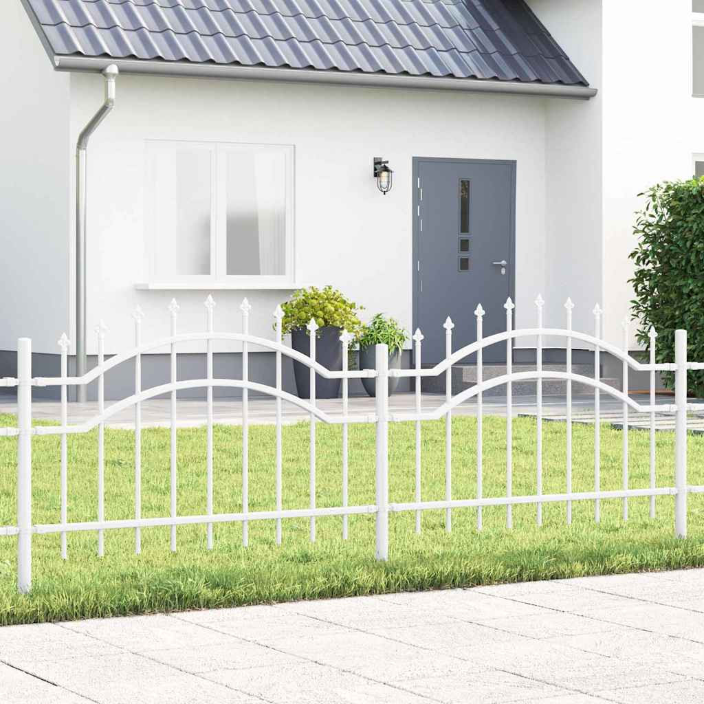 vidaXL Gartenzaun WOERDEN 240 x 115 cm Pulverbeschichteter Stahl Weiß
