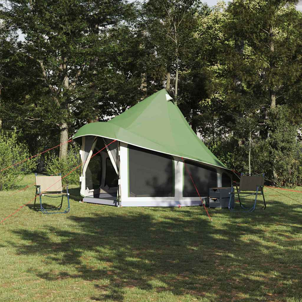 vidaXL Tipi Zelt mit Dach mit Speicher Grün 404 x 370 x 270 cm Taft