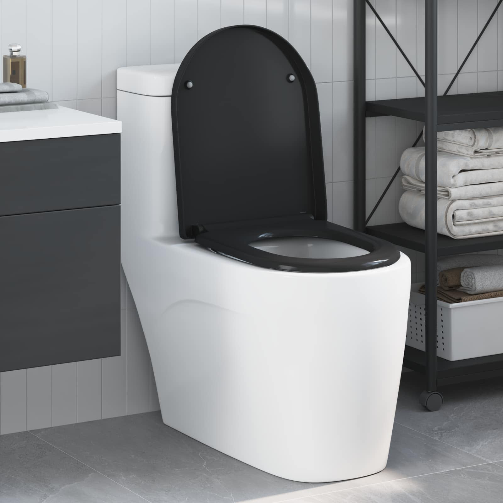 vidaXL Toilettensitz Schwarz 49 x 36 x 4 cm Duroplast