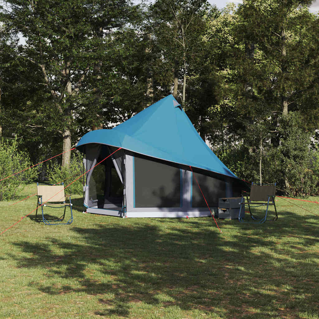 vidaXL Tipi Zelt mit Dach mit Speicher Blau 404 x 370 x 270 cm Taft