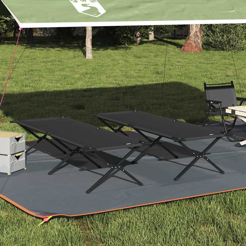 vidaXL Klapp Schlafbett fürs Camping 2 pcs Schwarz 210 x 80 x 46 cm