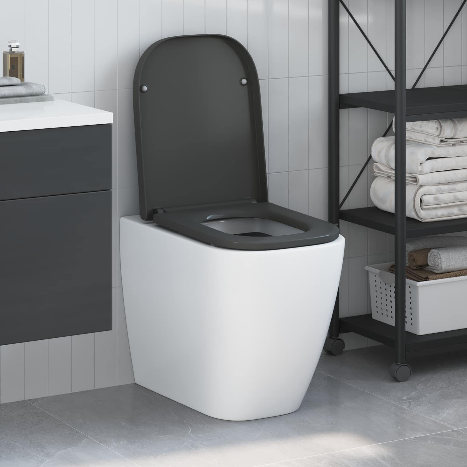 vidaXL Toilettensitz Anthrazit 47,5 x 35 x 3,6 cm Duroplast