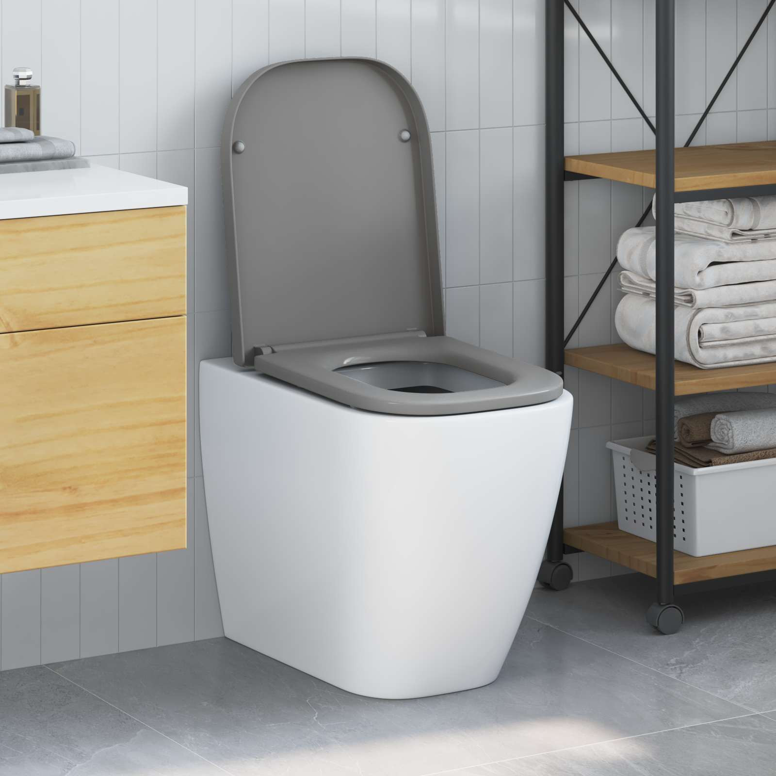vidaXL Toilettensitz Grau 47,5 x 35 x 3,6 cm Duroplast