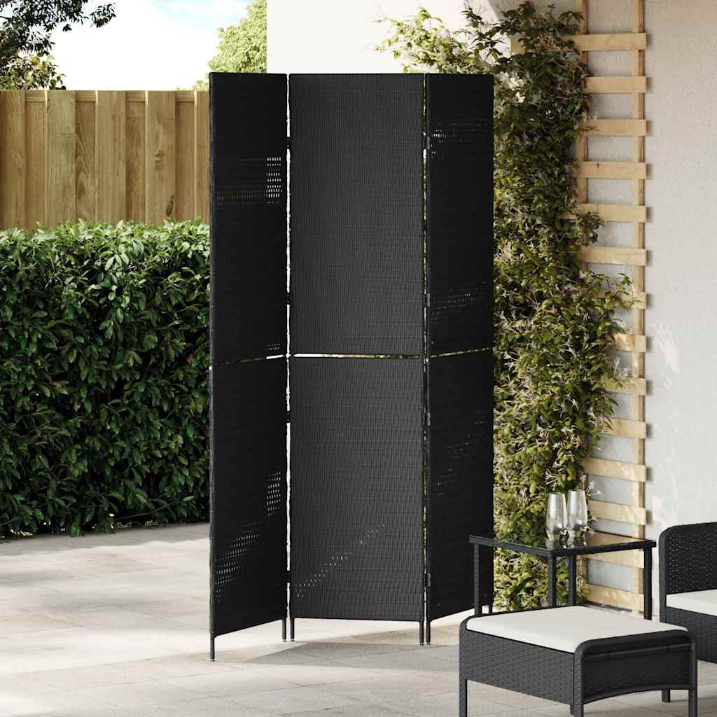 vidaXL Raumteiler Schwarz 146 x 180 cm Poly-Rattan