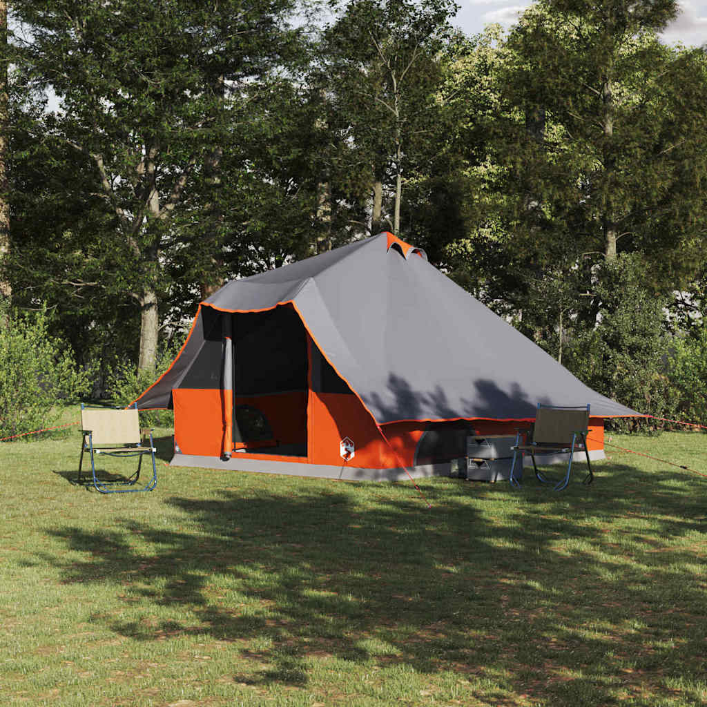 vidaXL Tipi Zelt mit Dach Grau und Orange 358 x 296 x 258 cm Taft
