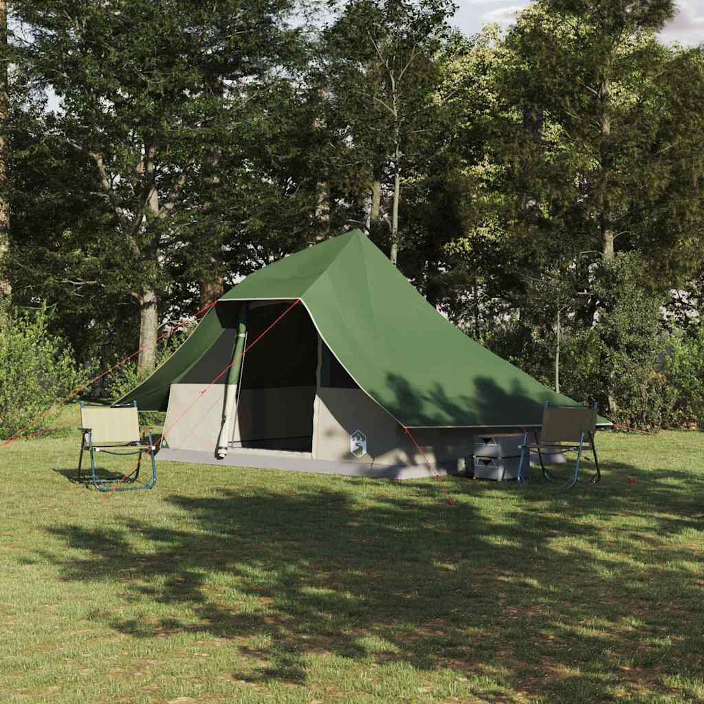 vidaXL Tipi Zelt mit Dach mit Speicher Grün 364 x 281 x 257 cm Taft