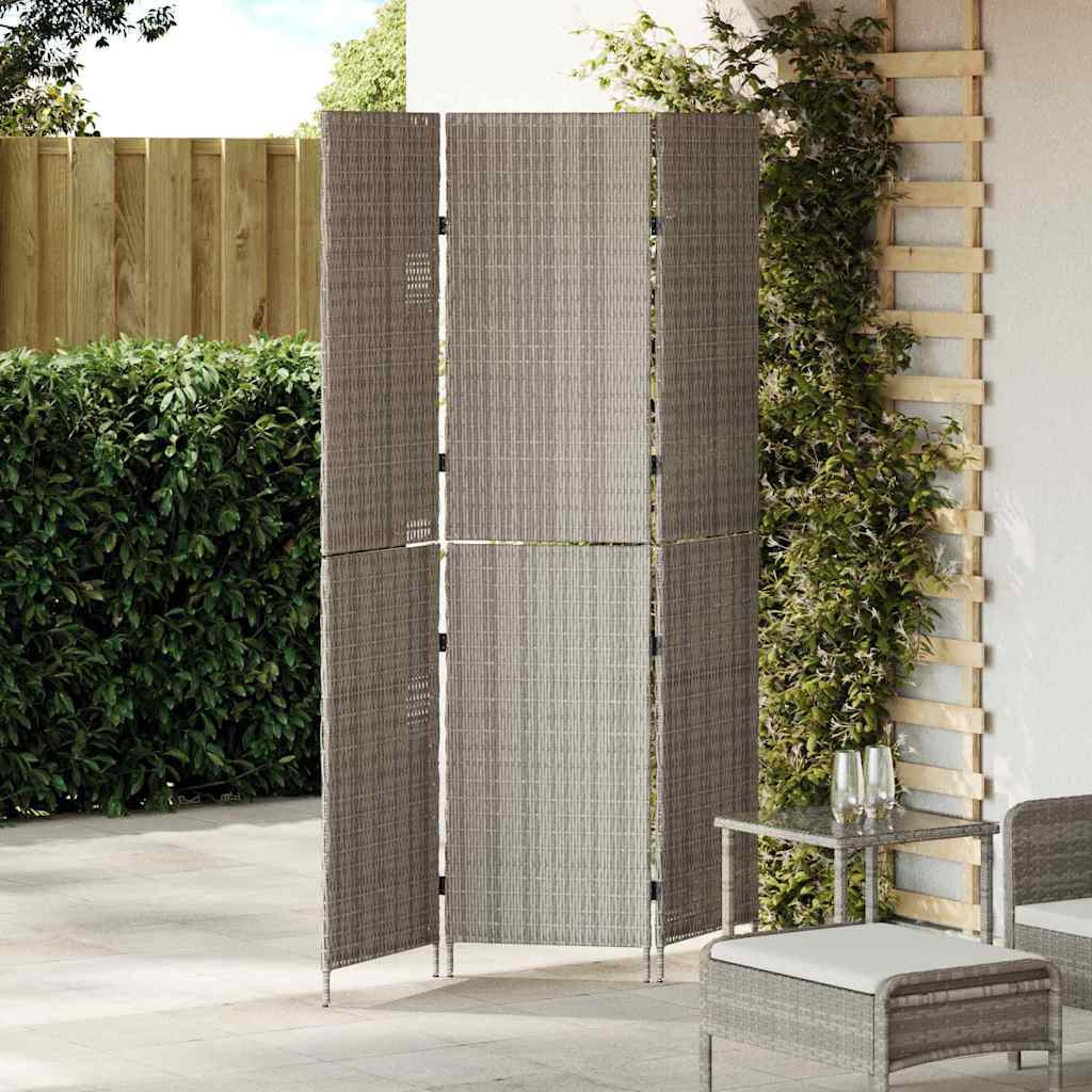 vidaXL Raumteiler Grau 146 x 180 cm Poly-Rattan