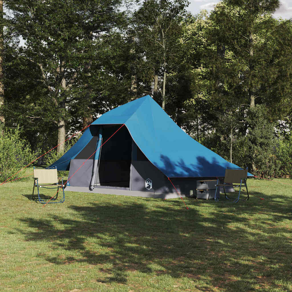 vidaXL Tipi Zelt mit Dach mit Speicher Blau 364 x 281 x 257 cm Taft