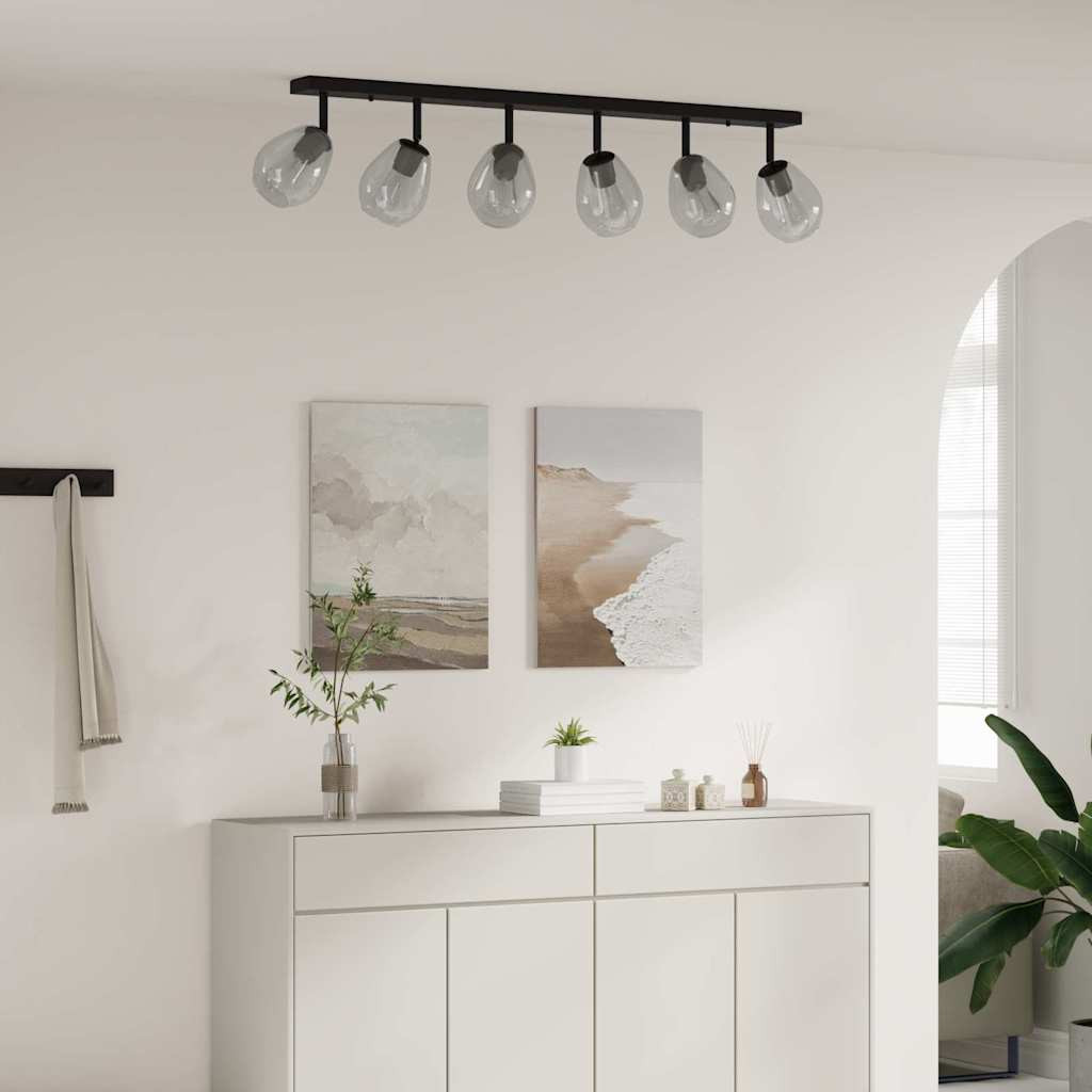 vidaXL Deckenstrahler Schwarz 110,5 x 13 x 26 cm Glas und Metall
