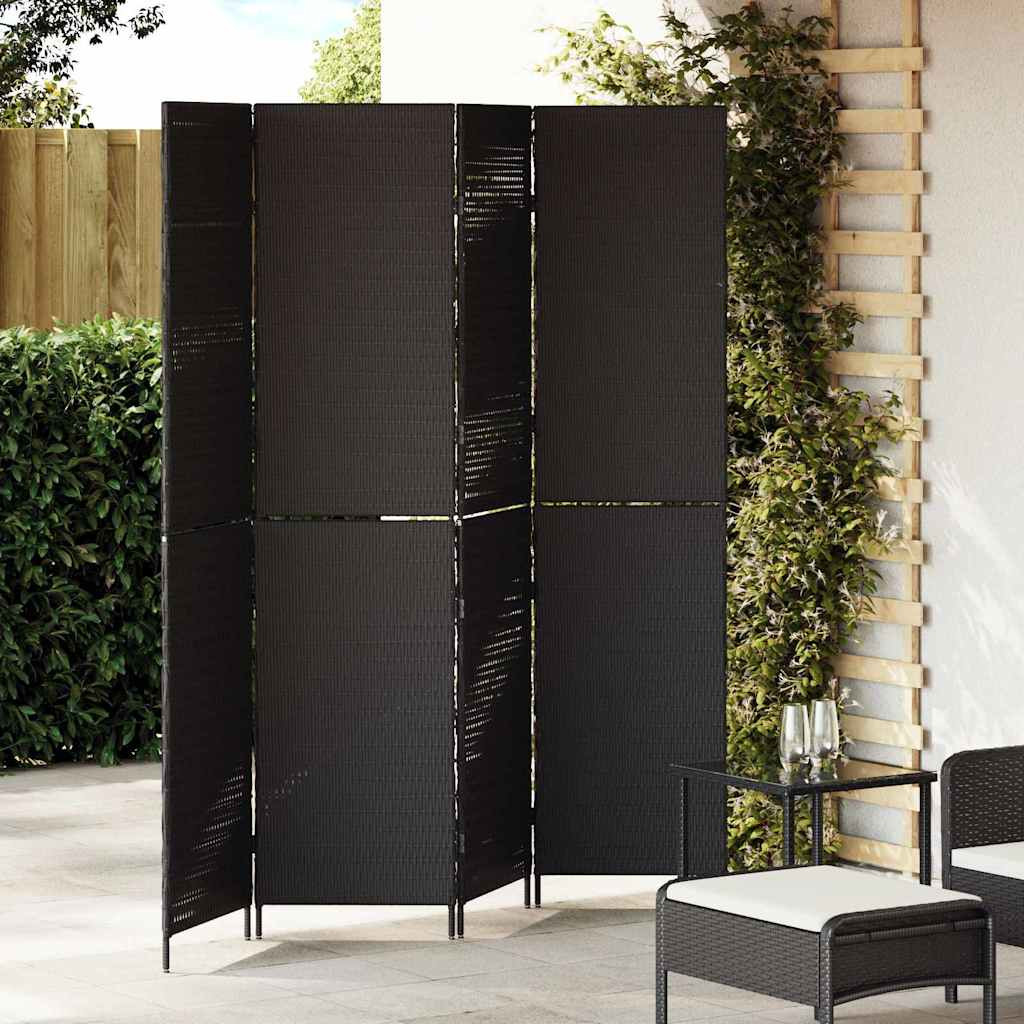 vidaXL Raumteiler Schwarz 195 x 180 cm Poly-Rattan
