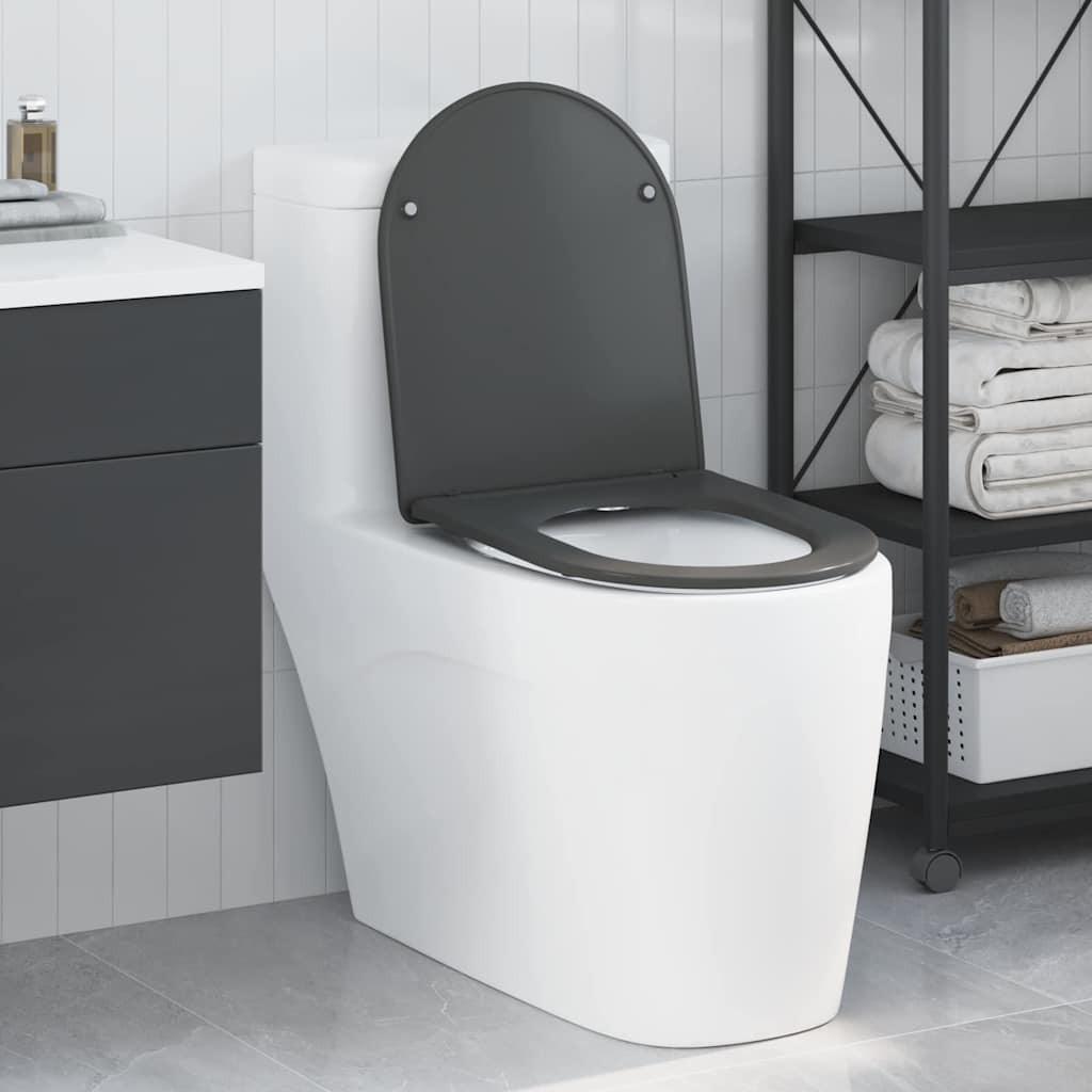 vidaXL Toilettensitz Anthrazit 47 x 36 x 3,4 cm Duroplast