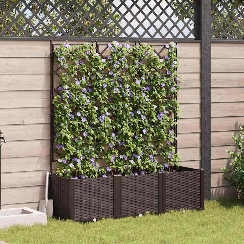 vidaXL Garten-Pflanzgefäß 3 Stk. Braun 120 x 40 x 143 cm PP