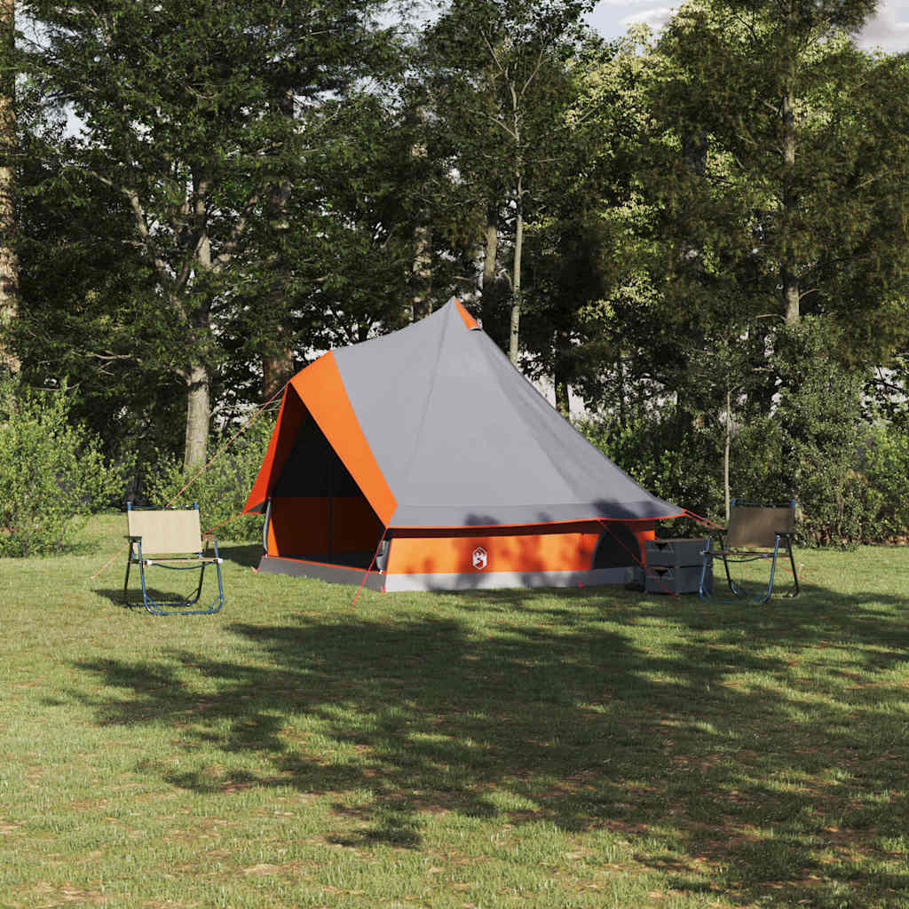 vidaXL Tipi Zelt mit Dach Grau und Orange 400 x 346 x 250 cm Taft