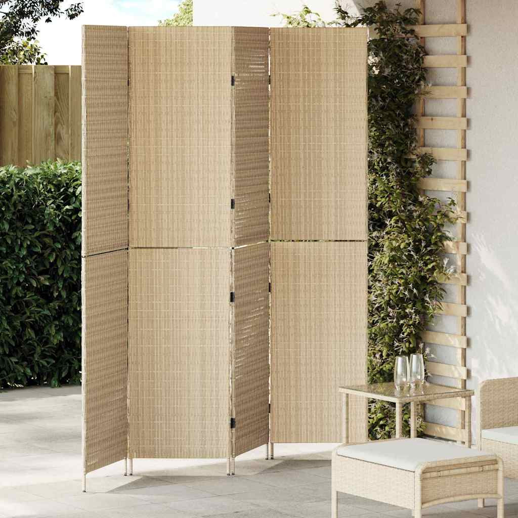 vidaXL Raumteiler Beige 195 x 180 cm Poly-Rattan