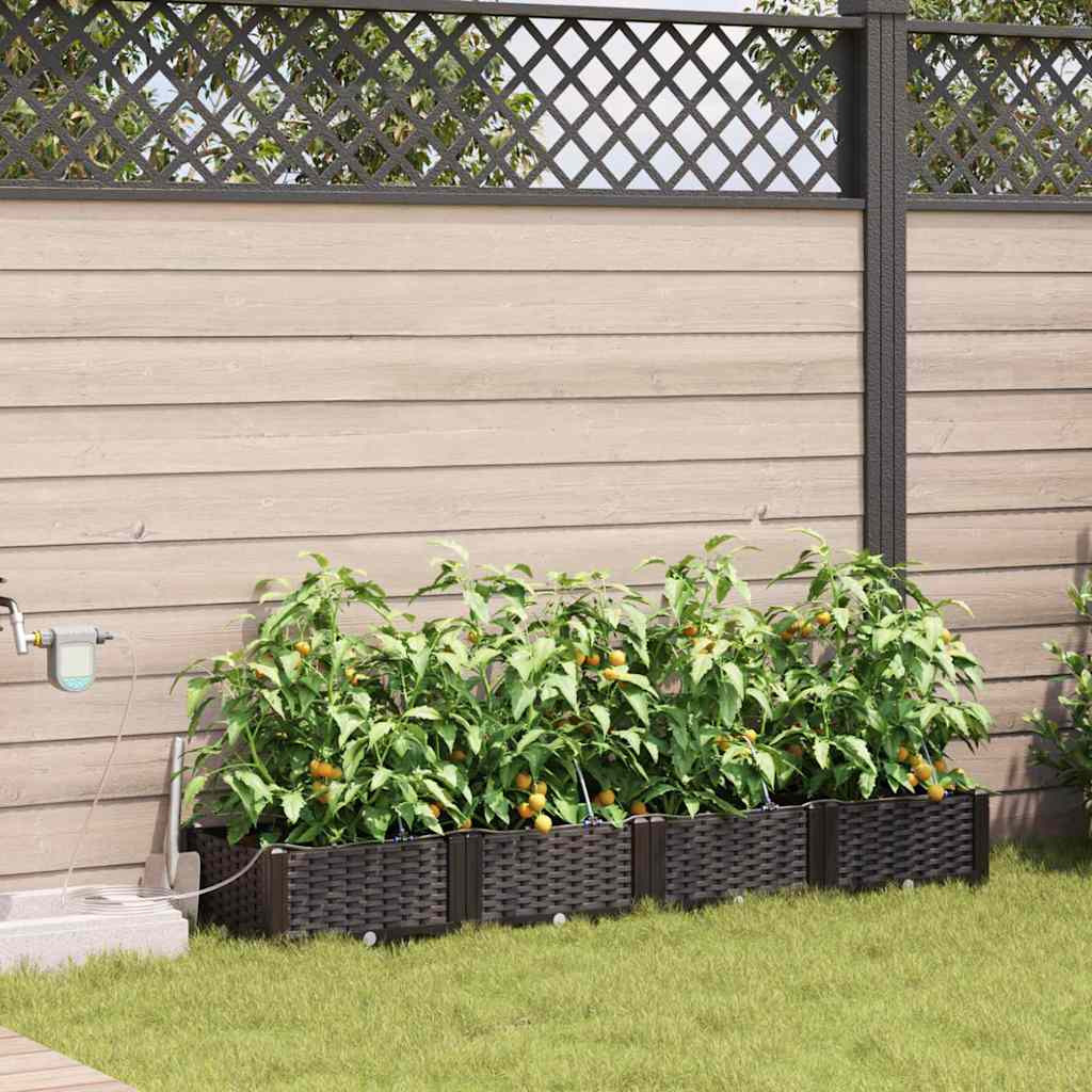 vidaXL Garten-Pflanzgefäß 4 Stk. Braun 160 x 40 x 22 cm PP