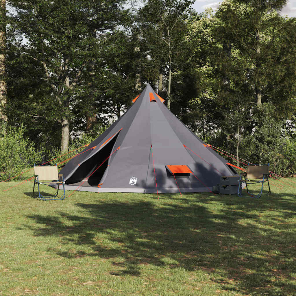 vidaXL Tipi Zelt mit Dach Grau und Orange 560 x 560 x 300 cm Taft