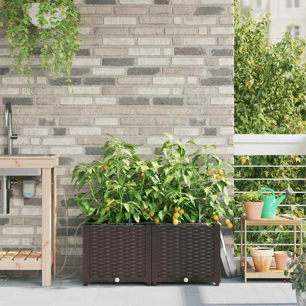 vidaXL Garten-Pflanzgefäß 2 Stk. Braun 80 x 40 x 37,5 cm PP