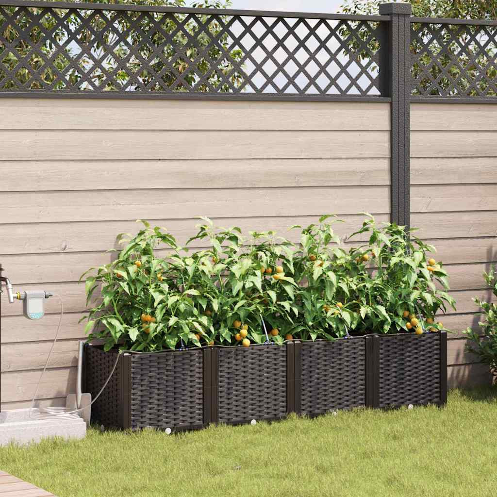 vidaXL Garten-Pflanzgefäß 4 Stk. Braun 160 x 40 x 37,5 cm PP