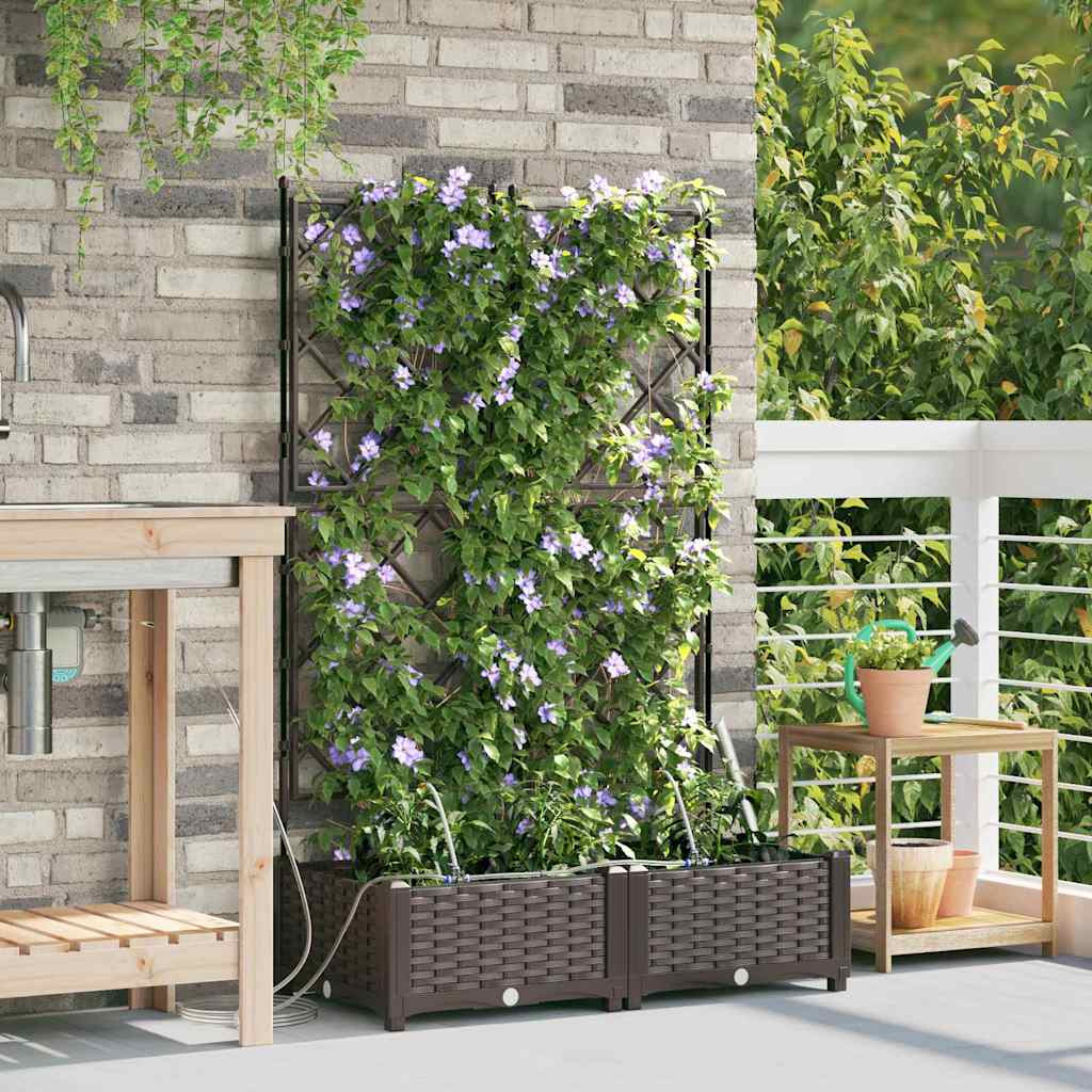 vidaXL Garten-Pflanzgefäß 2 Stk. Braun 80 x 40 x 126 cm PP