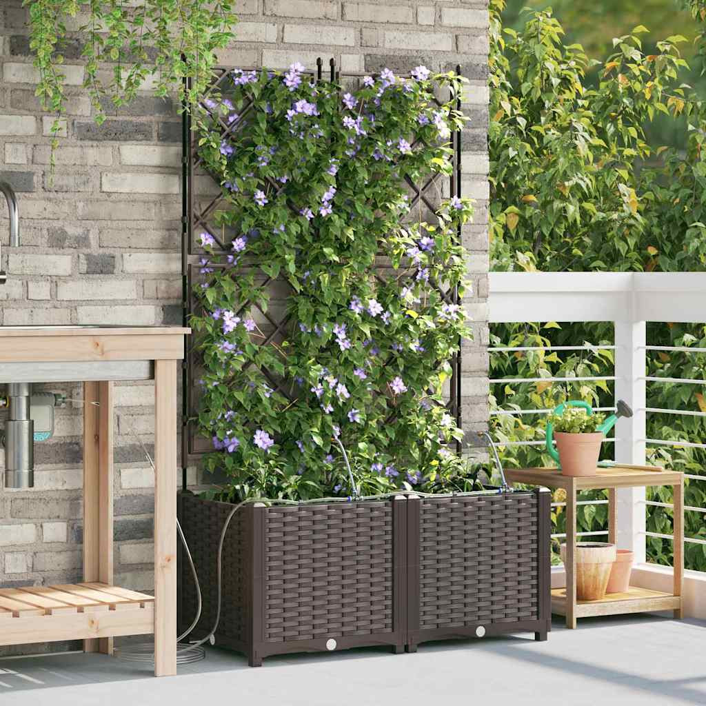 vidaXL Garten-Pflanzgefäß 2 Stk. Braun 80 x 40 x 142 cm PP
