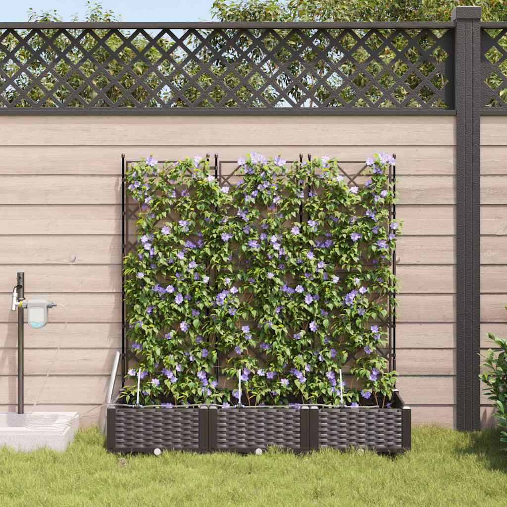 vidaXL Garten-Pflanzgefäß 3 Stk. Braun 120 x 40 x 126 cm PP