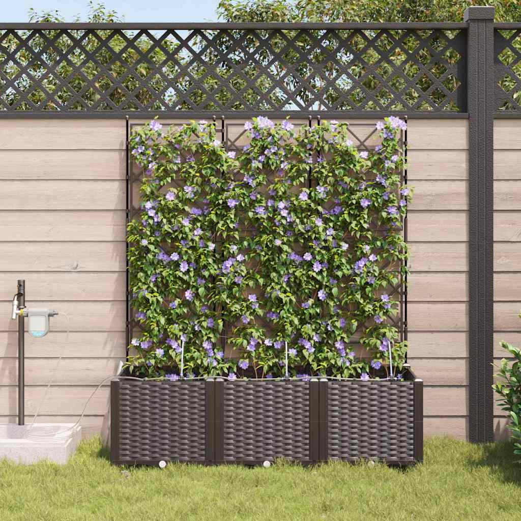 vidaXL Garten-Pflanzgefäß 3 Stk. Braun 120 x 40 x 142 cm PP