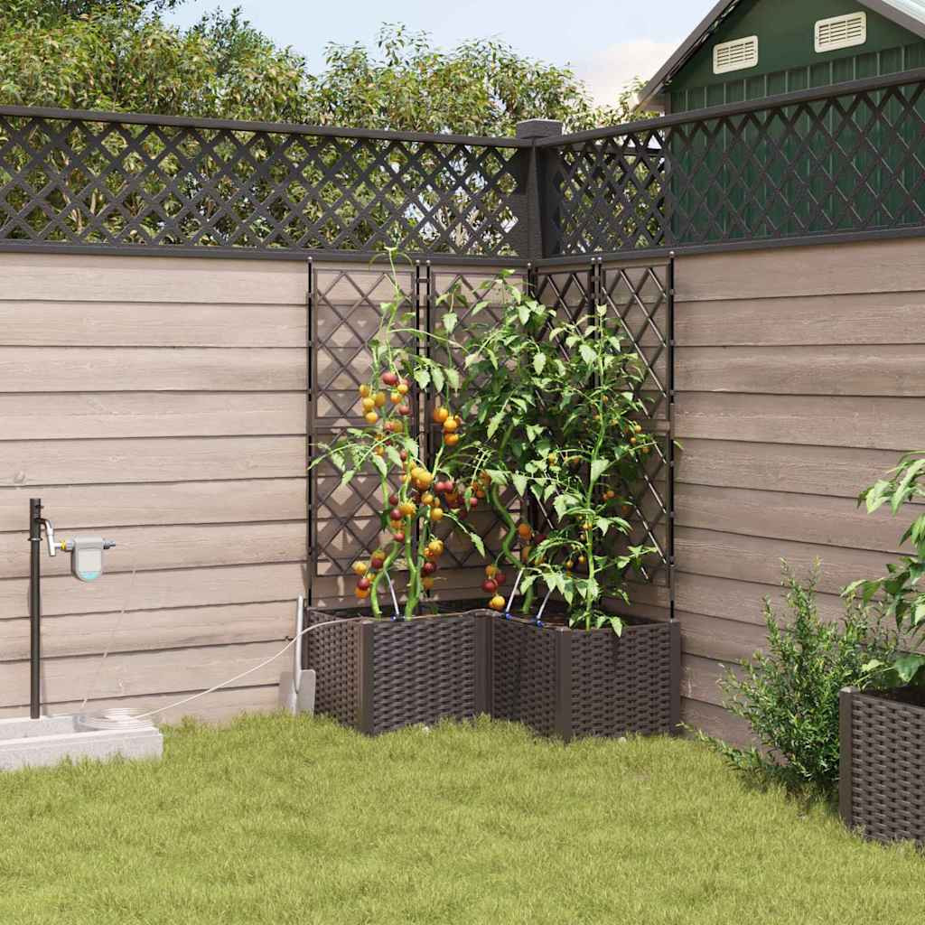 vidaXL Garten-Pflanzgefäß 3 Stk. Braun 80 x 80 x 142 cm PP