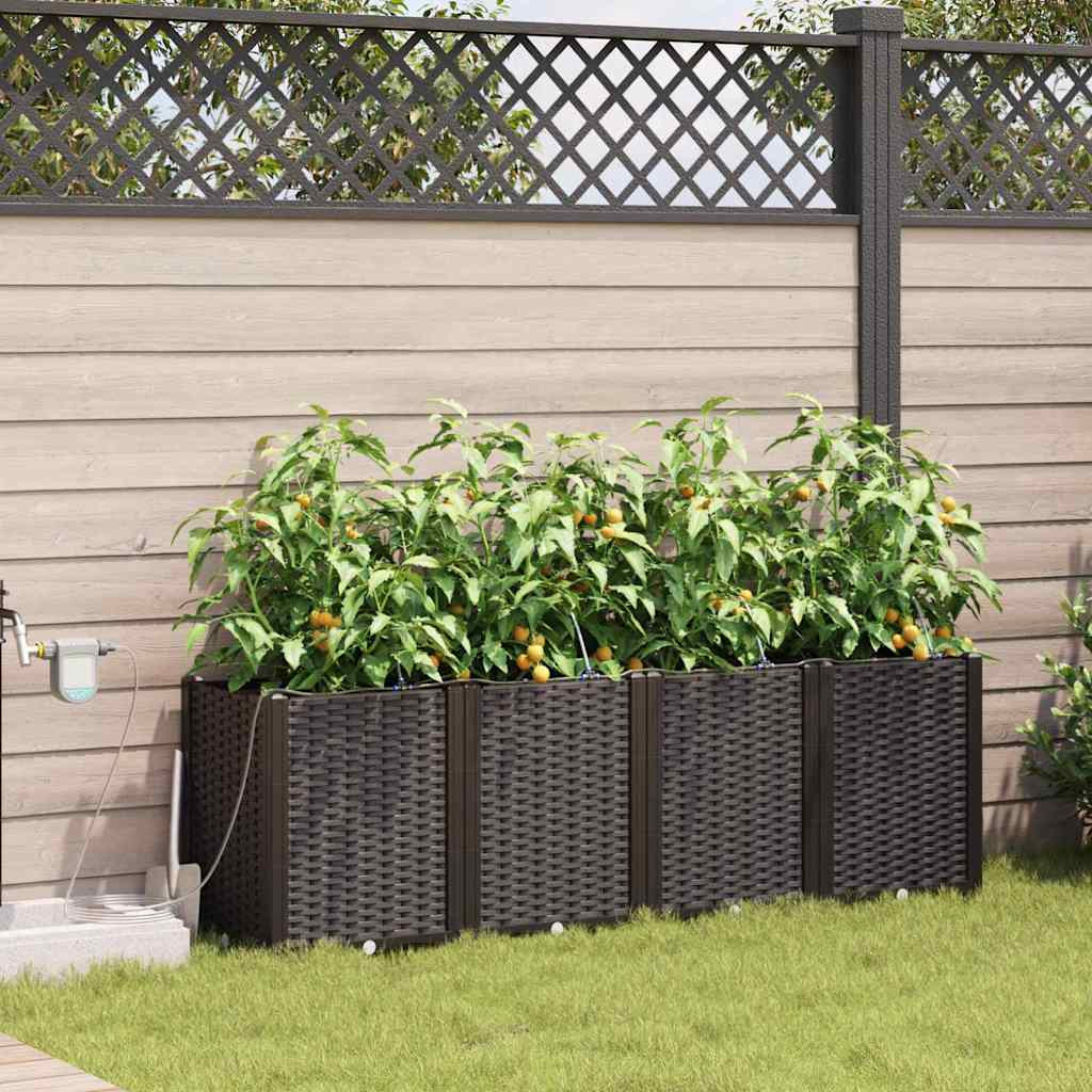 vidaXL Garten-Pflanzgefäß 4 Stk. Braun 160 x 40 x 52 cm PP