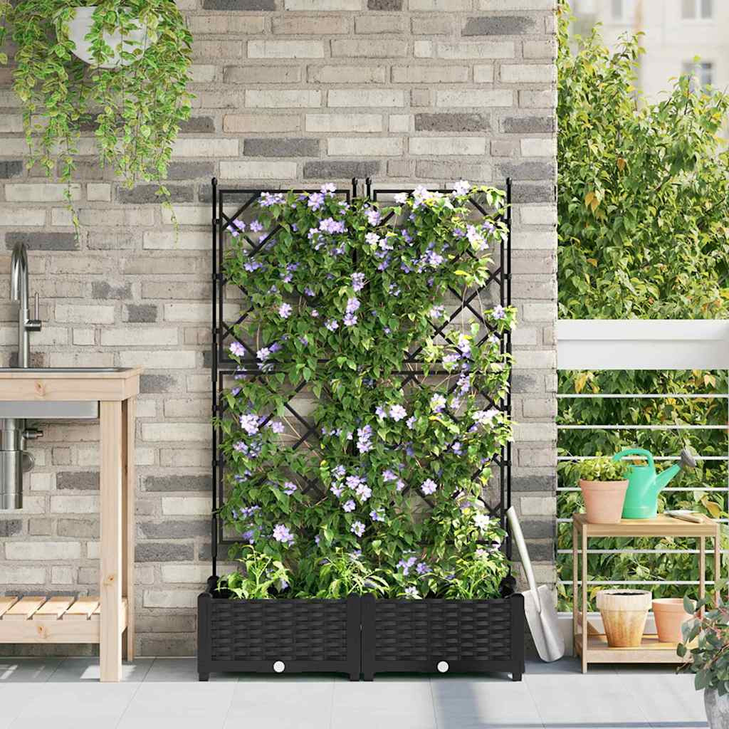 vidaXL Garten-Pflanzgefäß 2 Stk. Schwarz 80 x 40 x 125,5 cm PP