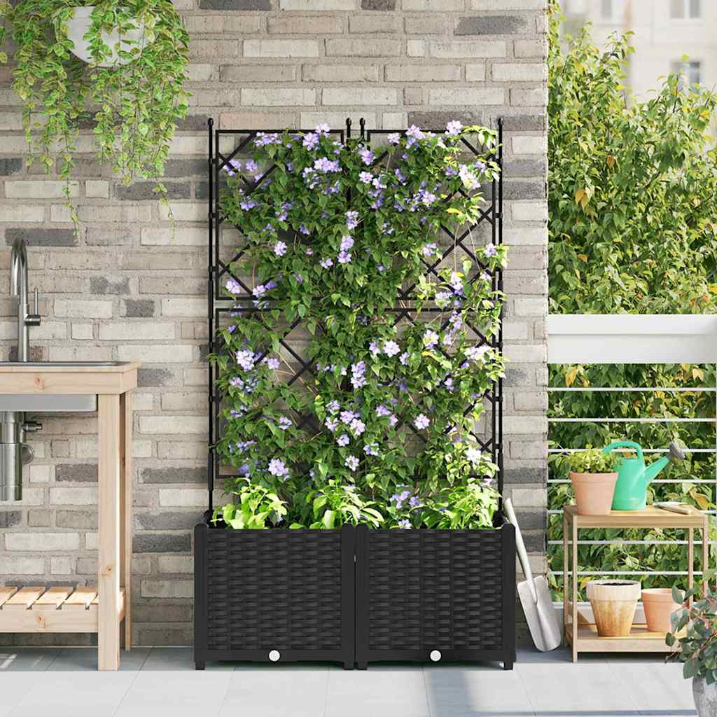 vidaXL Garten-Pflanzgefäß 2 Stk. Schwarz 80 x 40 x 143 cm PP
