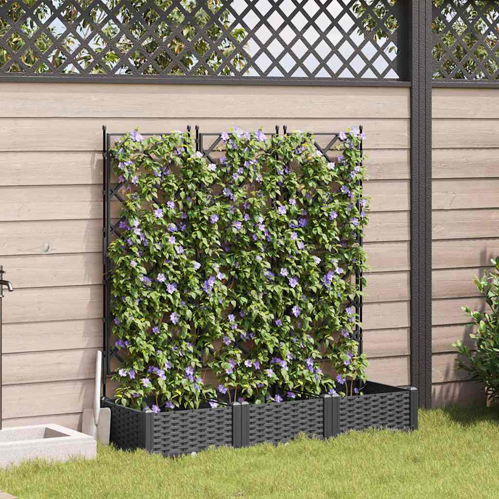 vidaXL Garten-Pflanzgefäß 3 Stk. Schwarz 120 x 40 x 125,5 cm PP