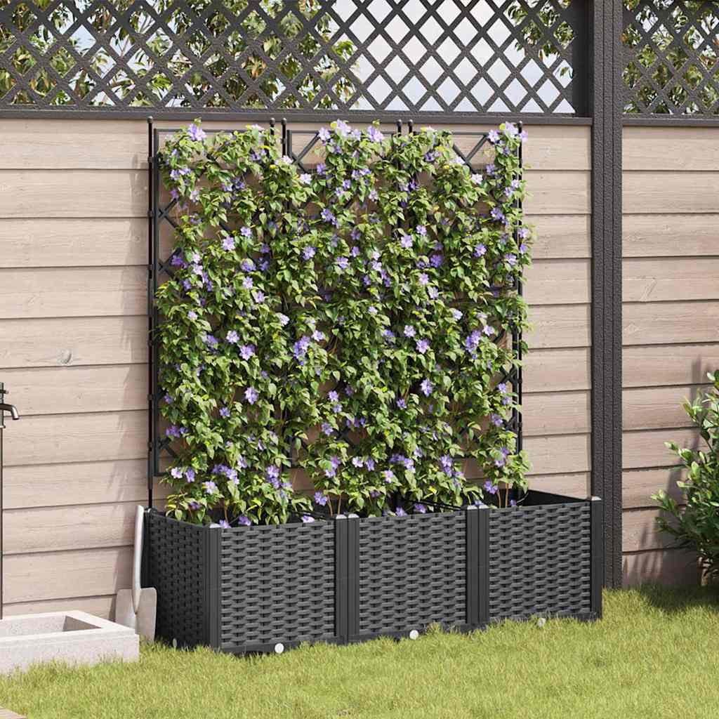 vidaXL Garten-Pflanzgefäß 3 Stk. Schwarz 120 x 40 x 143 cm PP