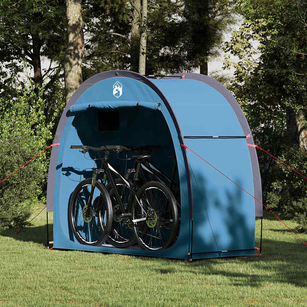 vidaXL Fahrradgarage mit Dach mit Speicher Blau 210 x 90 x 174 cm