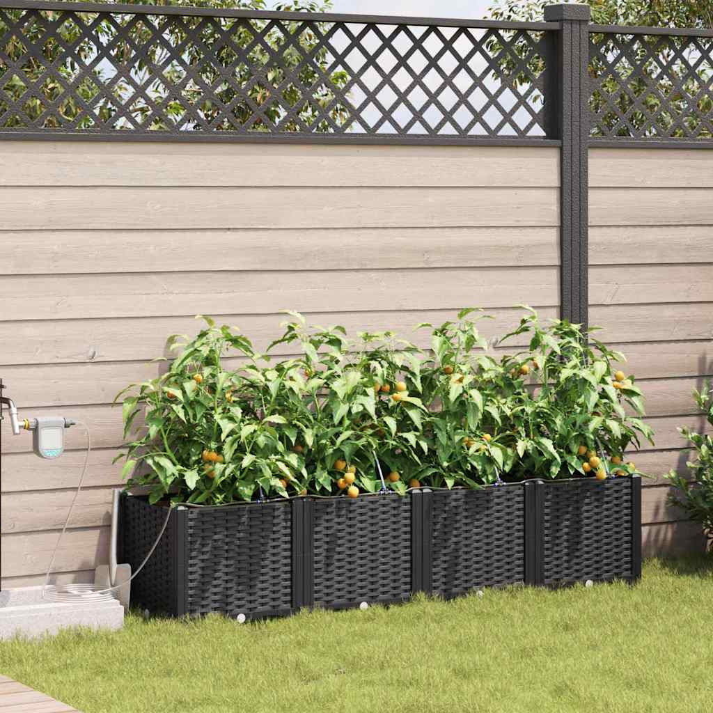 vidaXL Garten-Pflanzgefäß 4 Stk. Schwarz 160 x 40 x 37,5 cm PP
