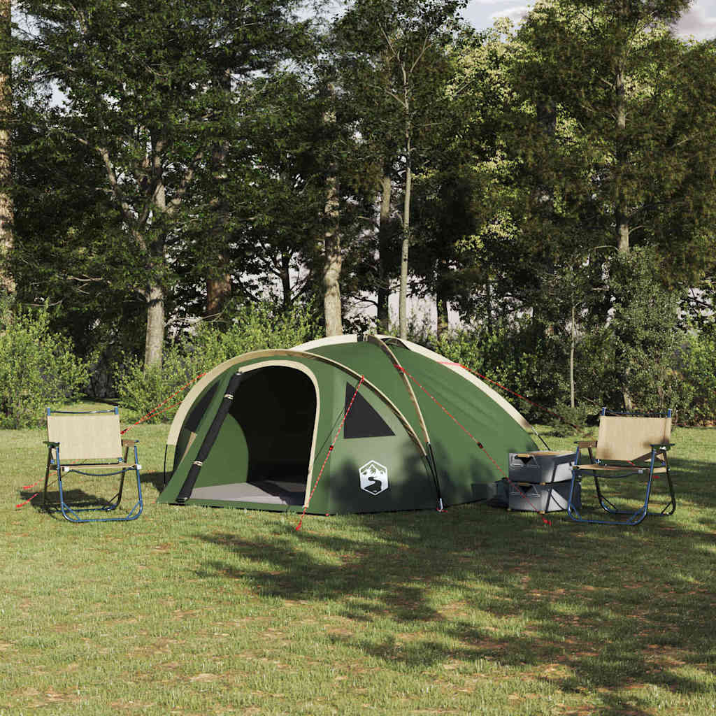 vidaXL Kuppelzelt 4 Personen 308 x 268 x 130 cm Wasserdicht Grün Taft