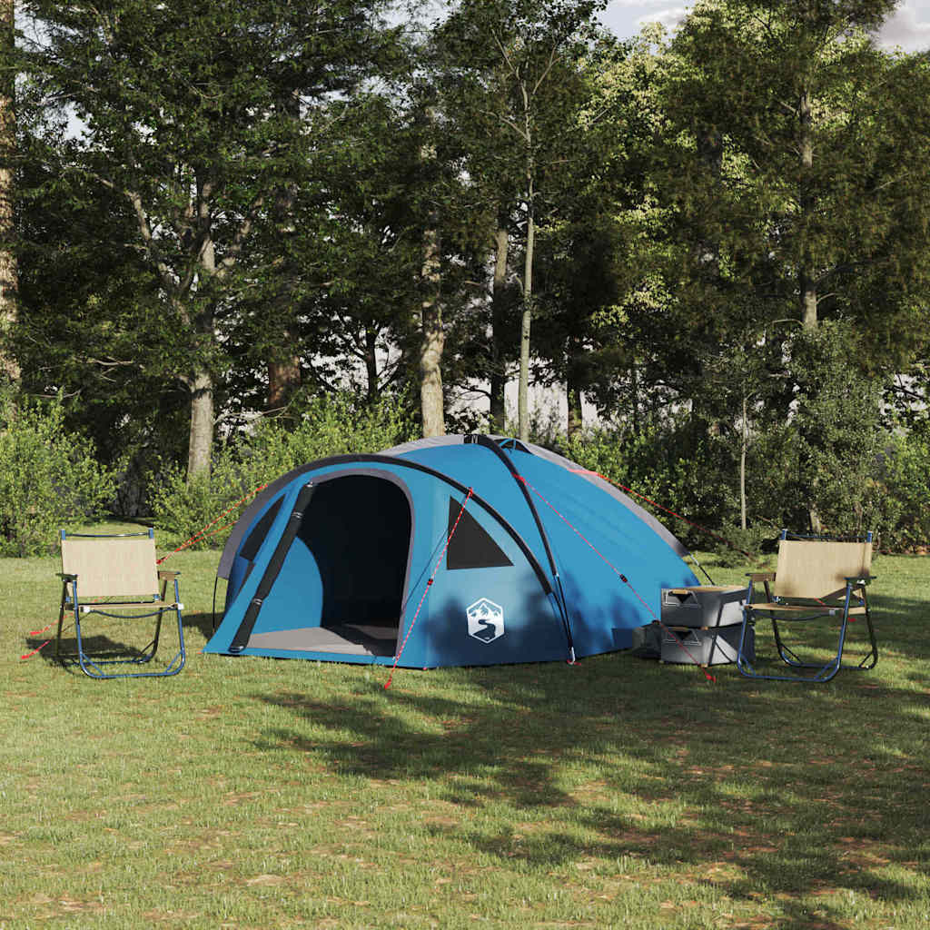 vidaXL Kuppelzelt 4 Personen 308 x 268 x 130 cm Wasserdicht Blau Taft