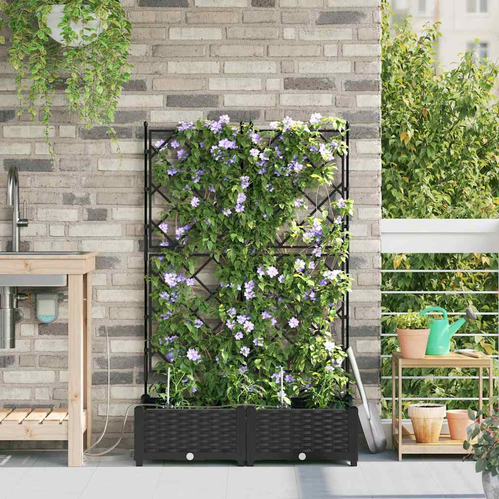 vidaXL Garten-Pflanzgefäß 2 Stk. Schwarz 80 x 40 x 126 cm PP